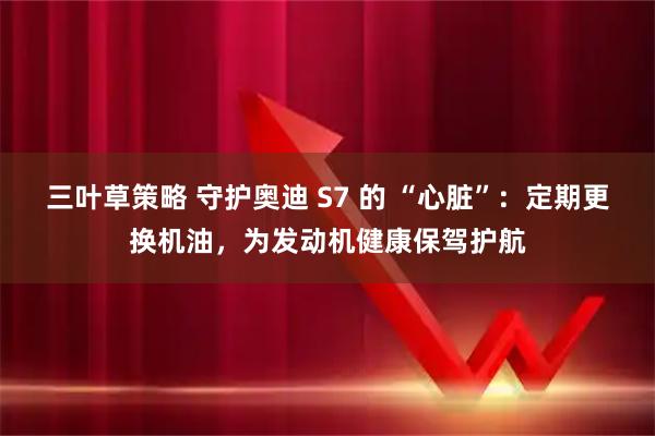 三叶草策略 守护奥迪 S7 的 “心脏”：定期更换机油，为发动机健康保驾护航