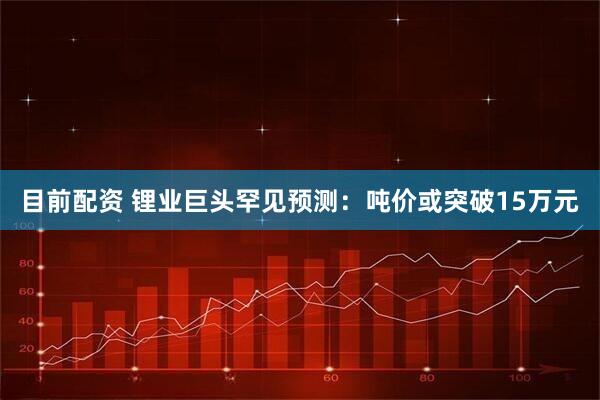 目前配资 锂业巨头罕见预测：吨价或突破15万元