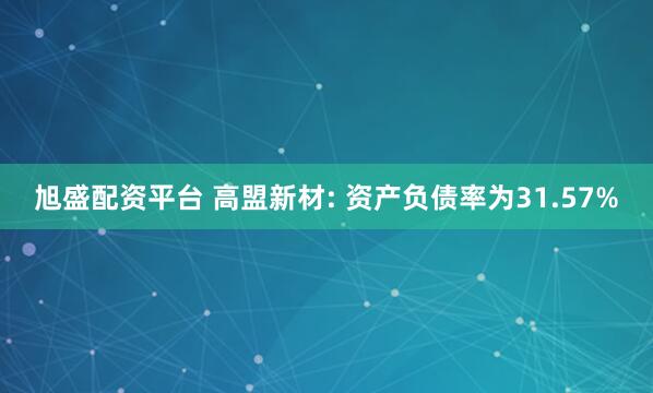 旭盛配资平台 高盟新材: 资产负债率为31.57%